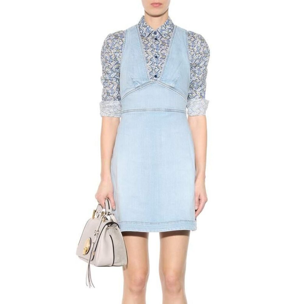 Stella McCartney Anne "Sun Faded Blue" Stretch-Denim Mini Dress